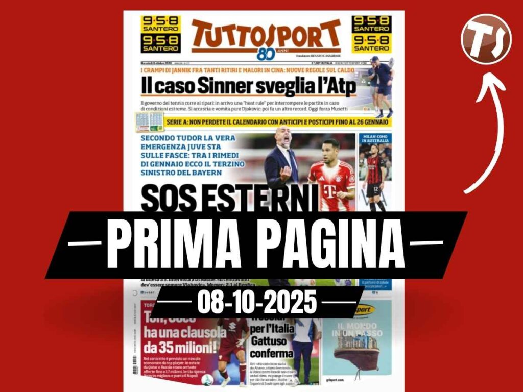 Prima pagina Tuttosport, Milan-Como in Australia, Rabiot: "Follia giocare a Perth"