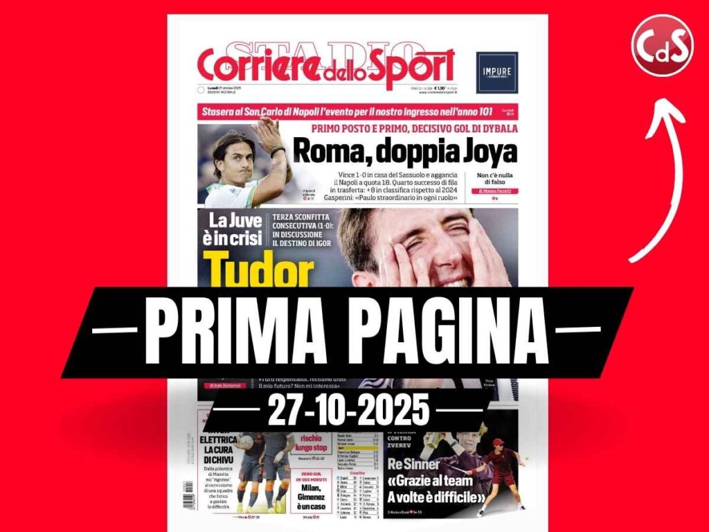 Prima pagina Corriere dello Sport: "Milan, Giménez è un caso: zero gol in 565 minuti"