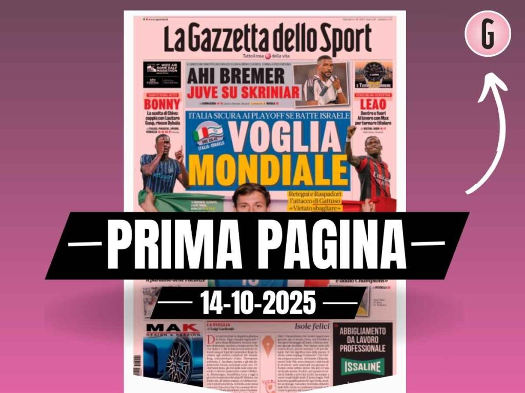 Prima pagina Gazzetta dello Sport: "Leao dentro o fuori. A lavoro con Allegri per tornare titolare"