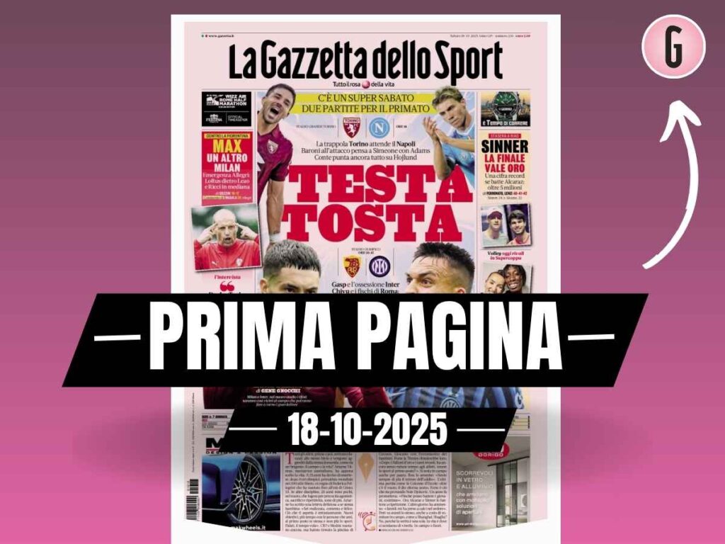 Prima pagina Gazzetta dello Sport: "Un altro Milan contro la Fiorentina: emergenza per Allegri"