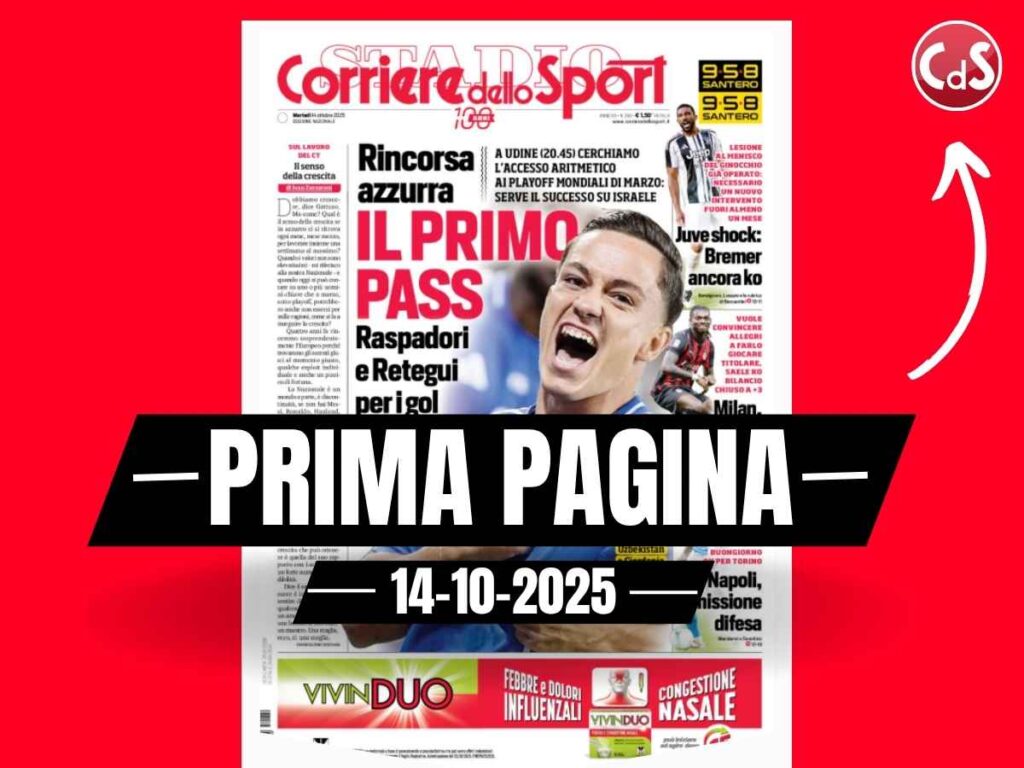 Prima pagina Corriere dello Sport: "Milan, il pressing di Leao. Convincere Allegri per tornare titolare"