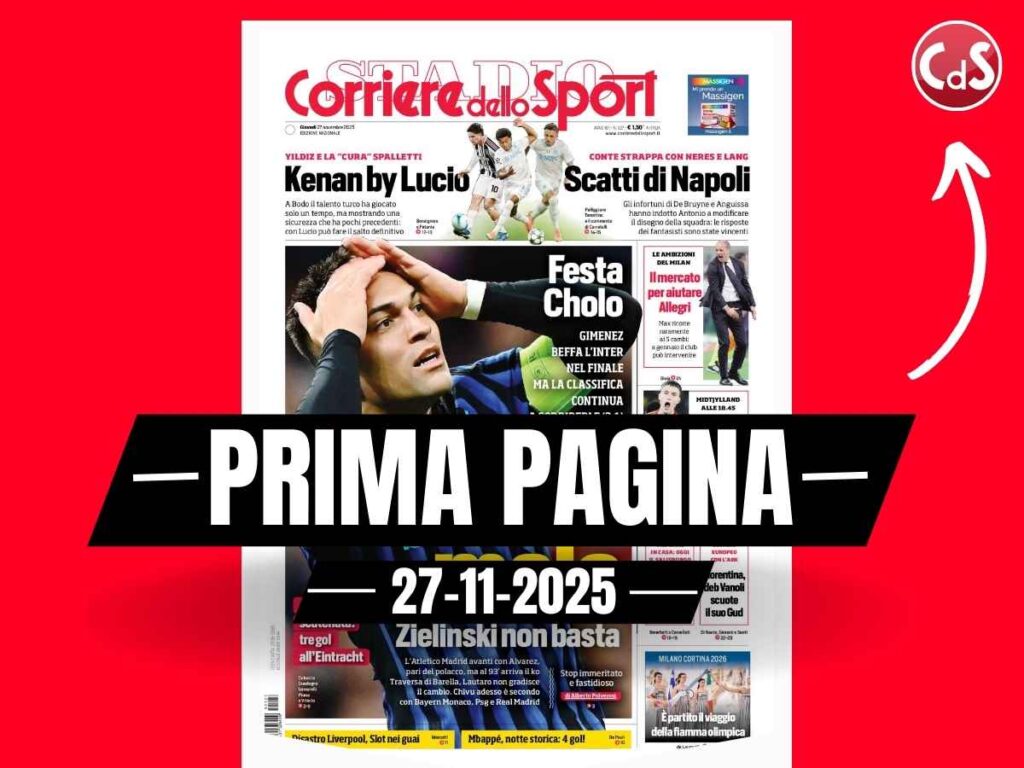 Prima pagina Corriere dello Sport: "Milan, il mercato di gennaio per aiutare Allegri"