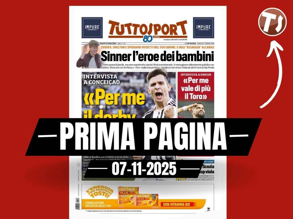 Prima pagina Tuttosport: "Juventus, Conceicao: 'Per me il derby vale di più'. Parla anche l'ex Rincón"