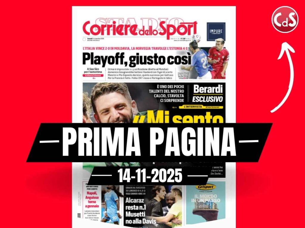 Prima pagina Corriere dello Sport: per l'Italia sarà playoff
