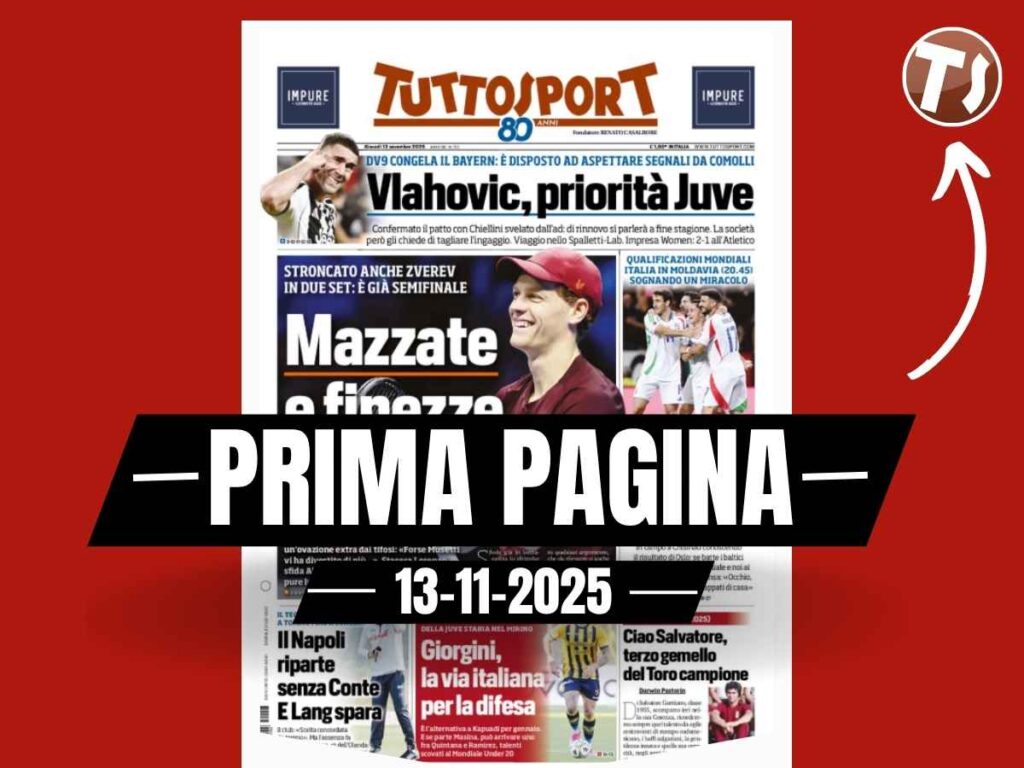 Prima pagina Tuttosport: "Vlahovic priorità alla Juventus"