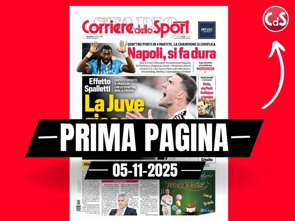 Prima pagina Corriere dello Sport: "Effetto Spalletti, la Juve gioca. Schemi e qualità, ma è 1-1"