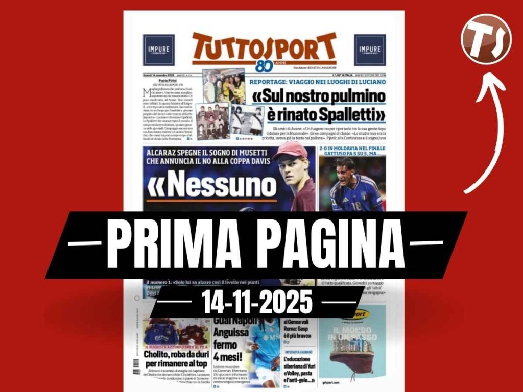 Prima pagina Tuttosport: "Italia non è una vittoria da Mondiale"