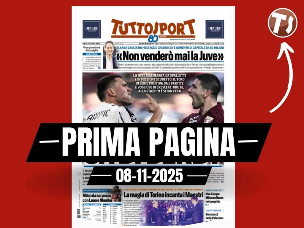 Prima pagina Tuttosport: "Milan da sorpasso con Leao e Nkunku"