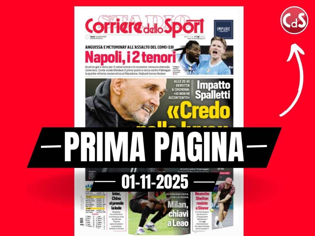 Prima pagina Corriere dello Sport: "Milan, chiavi a Leao"
