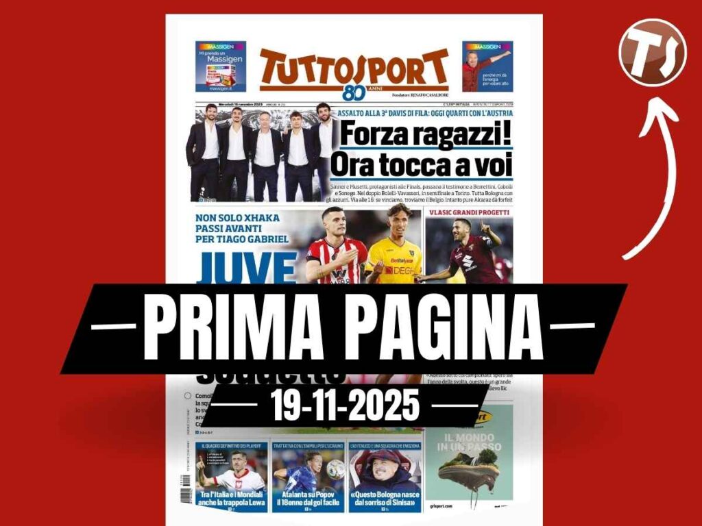 Prima pagina Tuttosport: "Juventus, shopping Scudetto: non solo Xhaka, anche Tiago Gabriel"