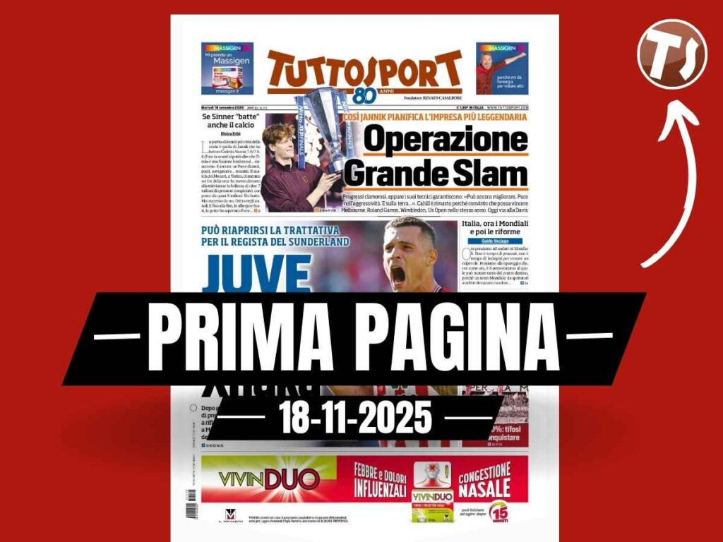 Prima pagina Tuttosport: "Juventus, occasione Xhaka: può riaprirsi la trattativa"