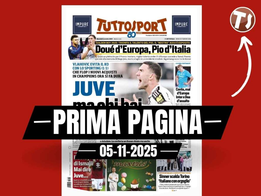 Prima pagina Tuttosport: "Juve, ma chi hai comprato? Che flop i nuovi acquisti. In Champions ora è dura"