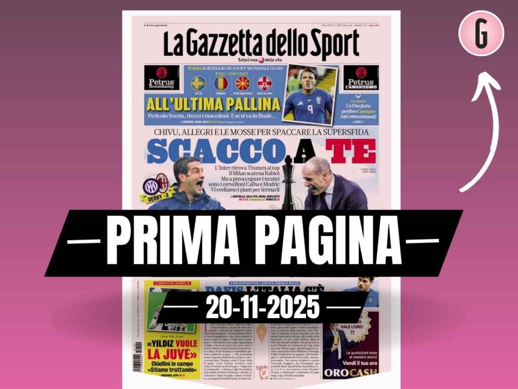 Prima pagina Gazzetta dello Sport: "Chivu, Allegri e le mosse per spaccare il derby"