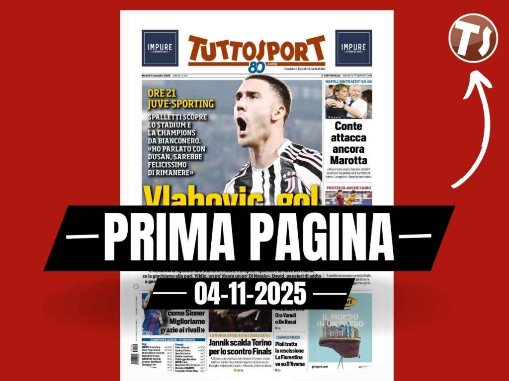 Prima pagina Tuttosport: "Vlahovic, gol per restare alla Juventus. Conte attacca Marotta"