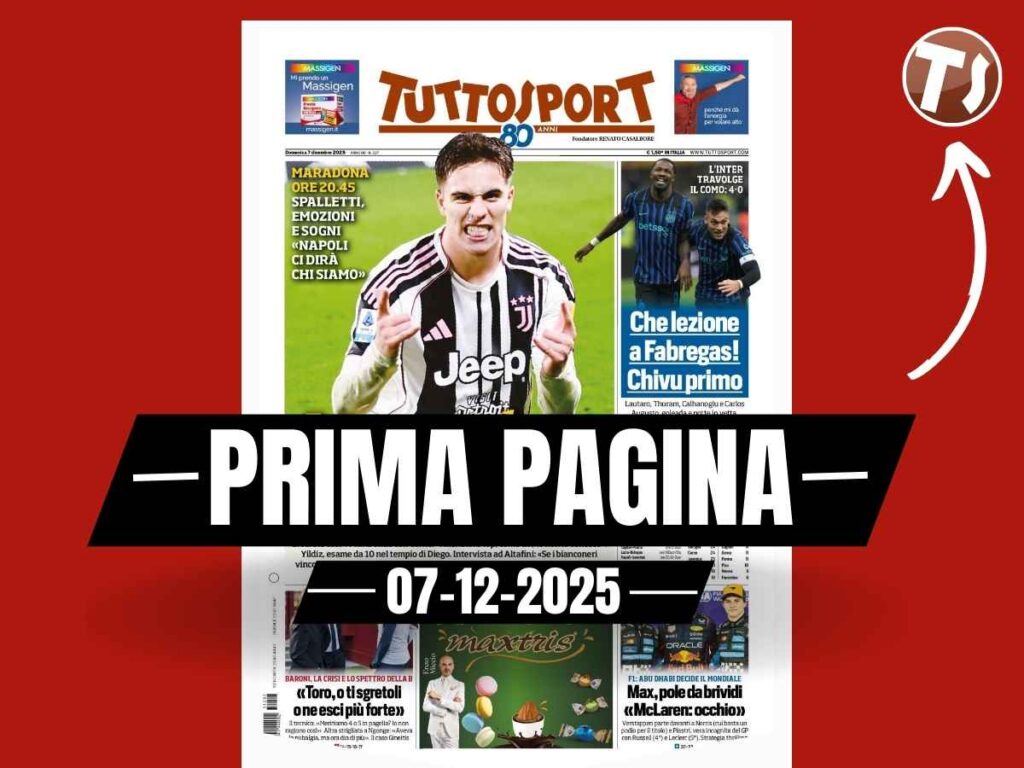 Prima pagina Tuttosport: "Torino-Milan, Baroni: 'Toro, o ti sgretoli o ne esci più forte'"