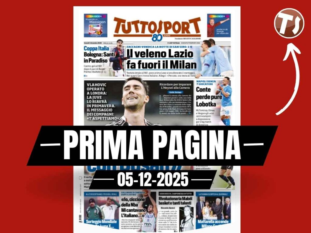 Prima pagina Tuttosport: "Il veleno Lazio fa fuori il Milan"