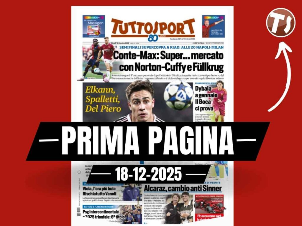 Prima pagina Tuttosport: "Conte-Max: Super mercato con Norton-Cuffy e Fullkrug"
