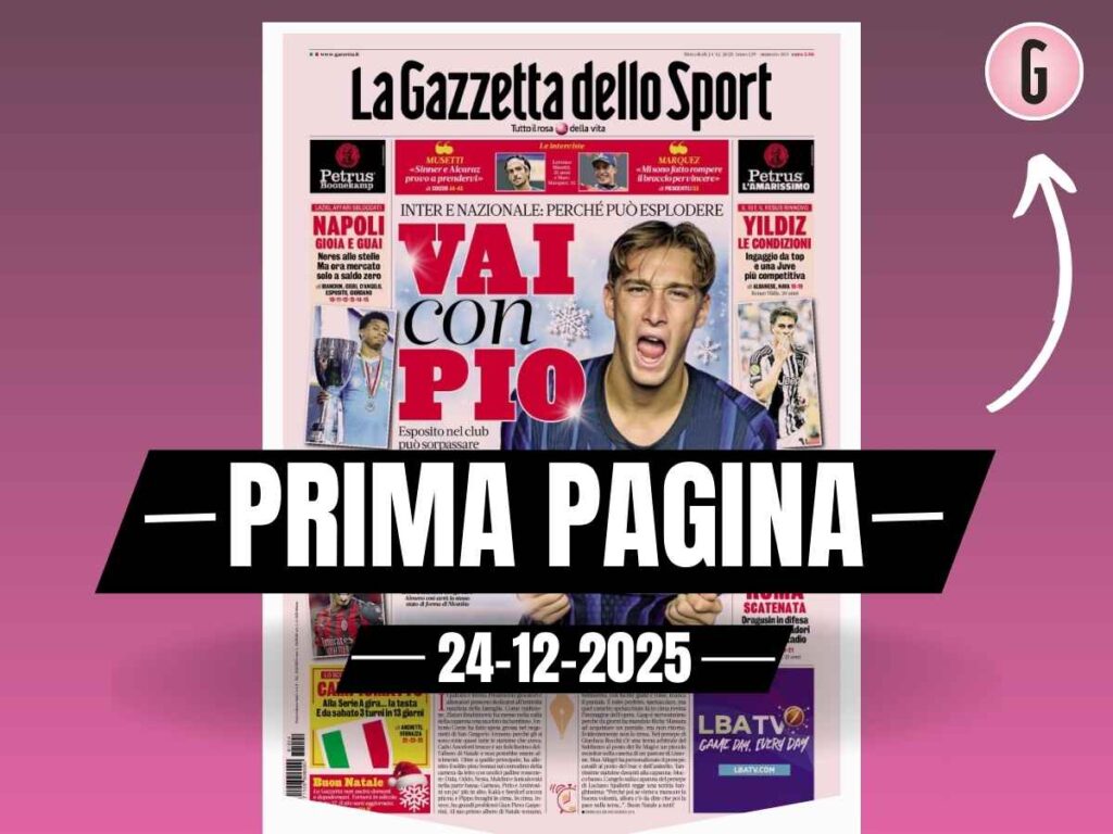 Prima pagina Gazzetta dello Sport: "Milan, per Leao niente feste. Füllkrug prende il 9"