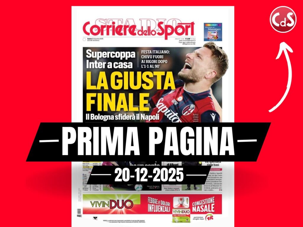 Prima pagina Corriere dello Sport DATA