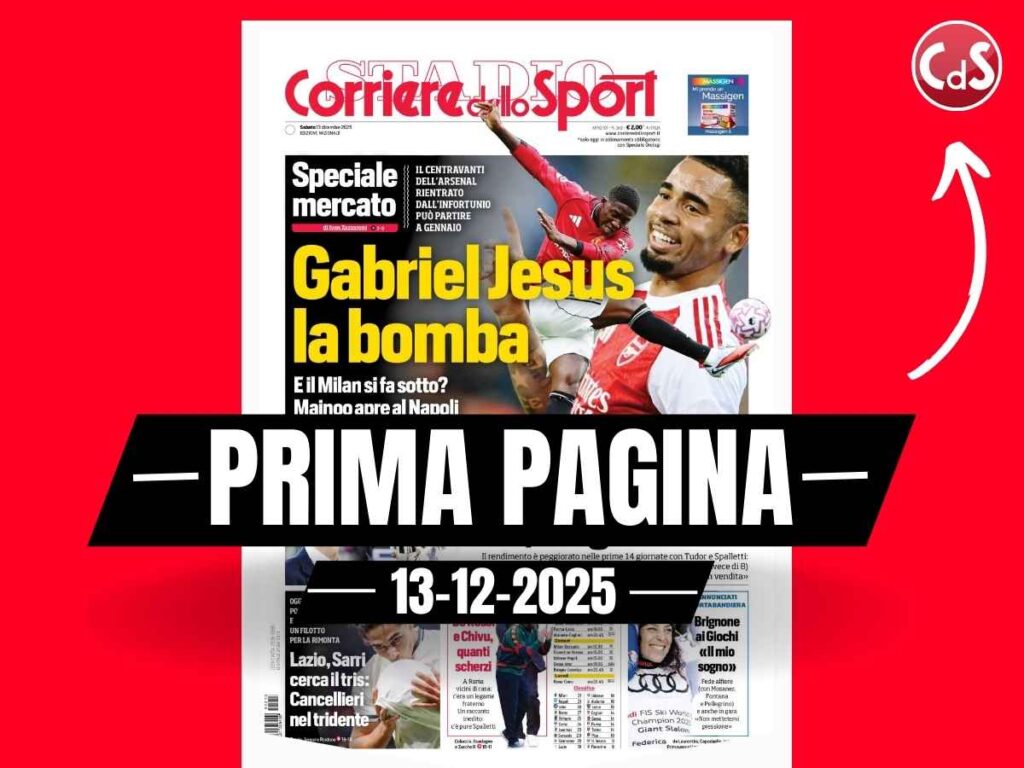 Prima pagina Corriere dello Sport: "Mercato, Gabriel Jesus la bomba. E il Milan si fa sotto?"