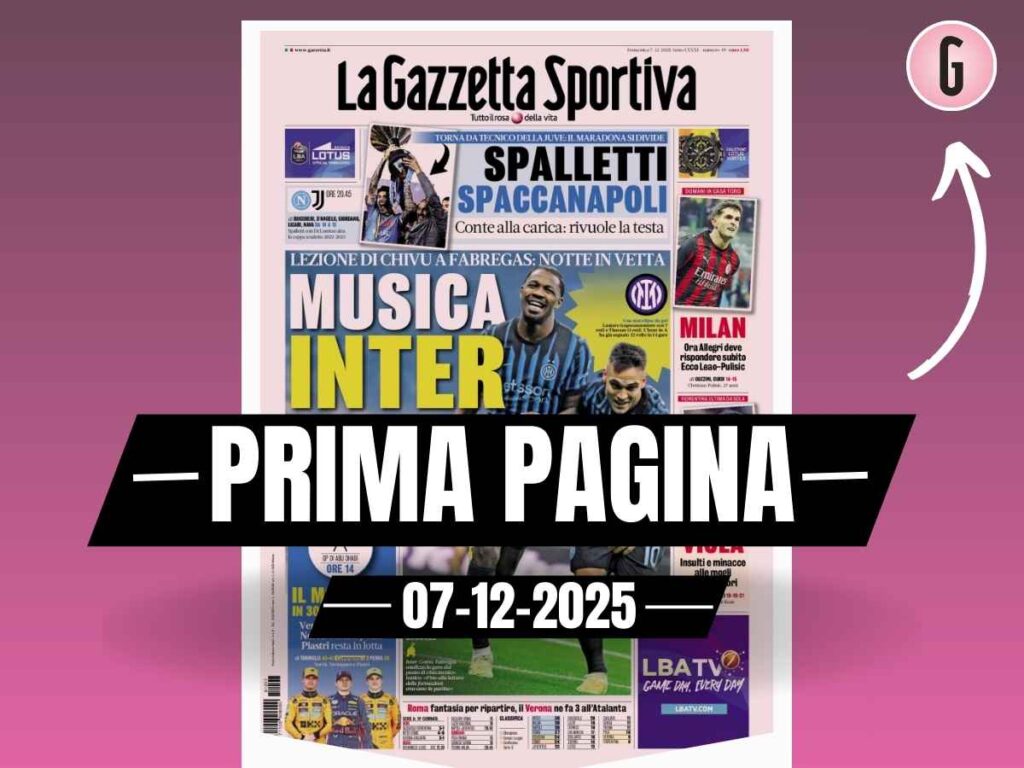 Prima pagina Gazzetta dello Sport: "Milan, Allegri deve rispondere all'Inter: ecco Leao e Pulisic"