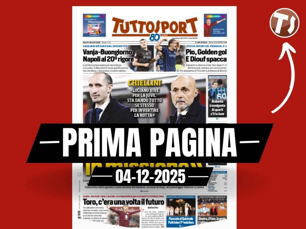Prima pagina Tuttosport: "Lazio-Milan, ecco Jashari. Max lo prova alla Modric"