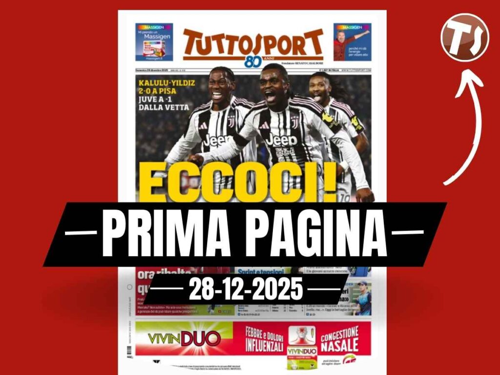 Prima pagina Tuttosport: "Inter, Milan e Napoli, sprint e tensioni"
