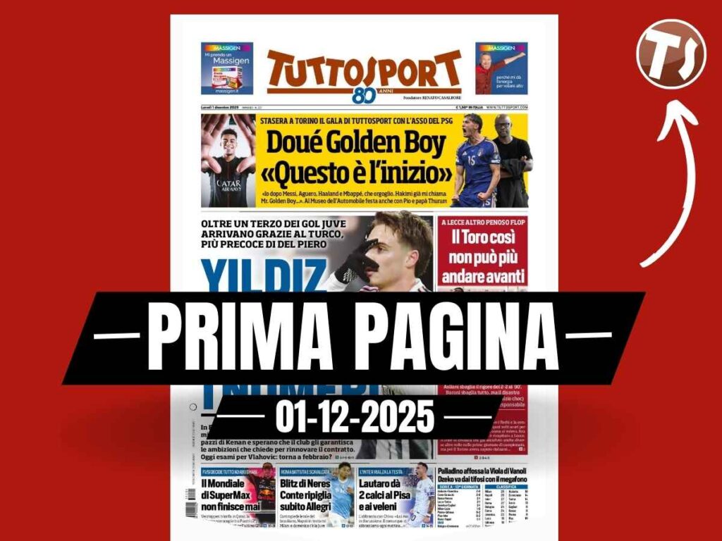Prima pagina Tuttosport: "Roma-Napoli 0-1, blitz di Neres. Conte ripiglia subito Allegri"
