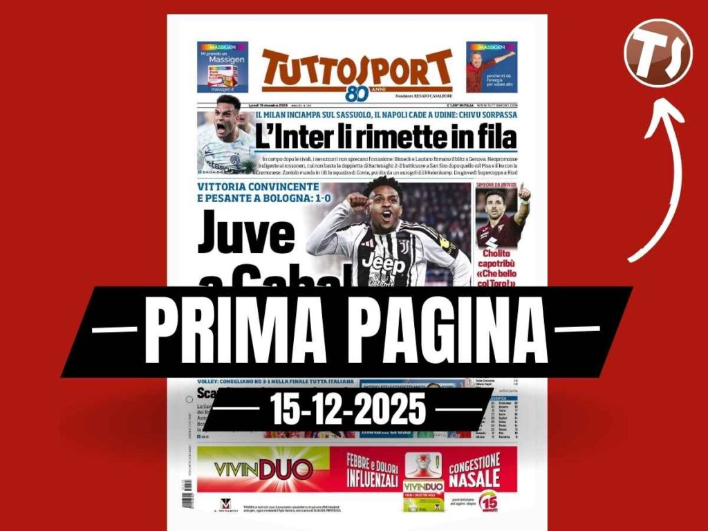Prima pagina Tuttosport: "Il Milan inciampa sul Sassuolo: non basta la doppietta di Bartesaghi"