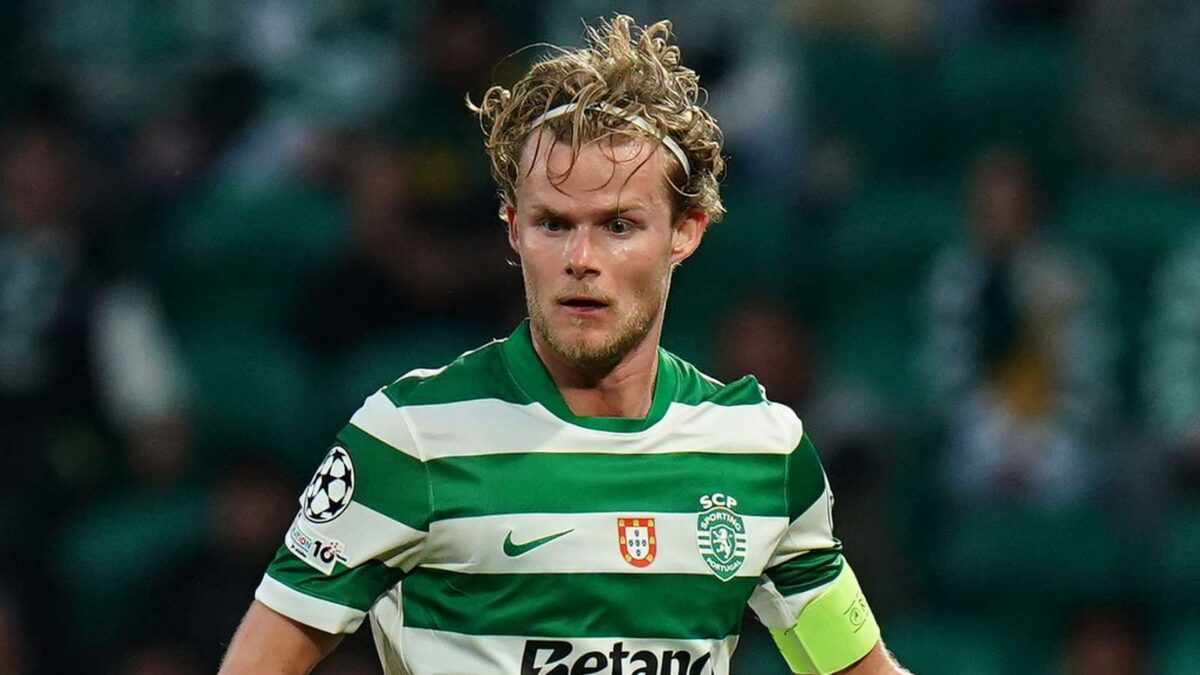 Morten Hjulmand, centrocampista Sporting Lisbona, obiettivo del Milan per il calciomercato estivo 2026
