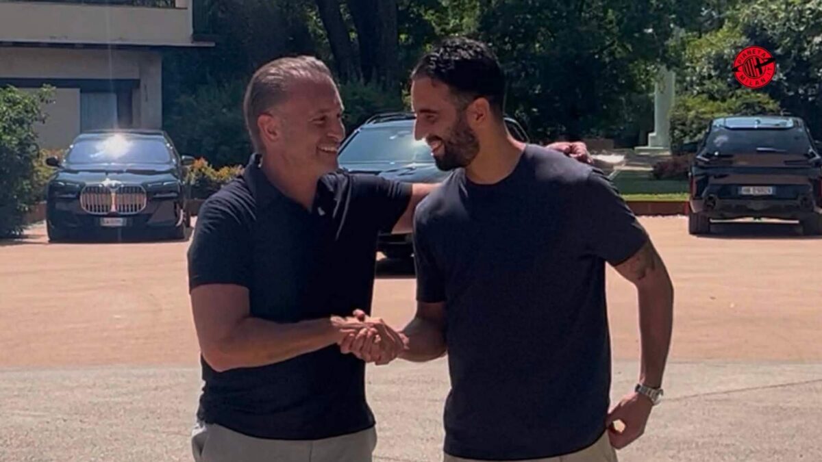 Gerry Cardinale, managing partner RedBird e proprietario AC Milan, accoglie il nuovo allenatore Rúben Amorim nel centro sportivo di Milanello