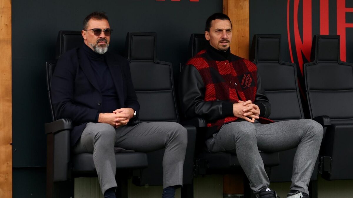 Jovan Kirovski, dirigente responsabile del Milan Futuro, con Zlatan Ibrahimović, Senior Advisor del fondo RedBird per il Milan