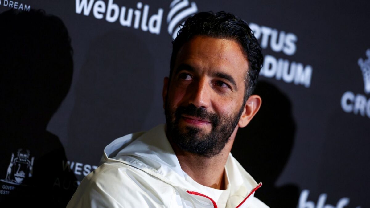 Rúben Amorim, allenatore AC Milan, durante una conferenza stampa a Perth (Western Australia)