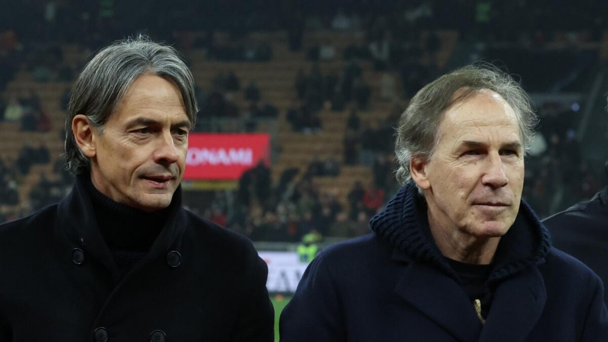 Filippo Inzaghi con Franco Baresi nel 2024, nel giorno in cui sono entrati nella Hall of Fame del Milan