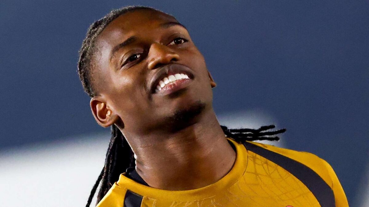 Rafael Leão, attaccante AC Milan, qui durante una seduta di allenamento con i rossoneri a Giacarta (Indonesia)