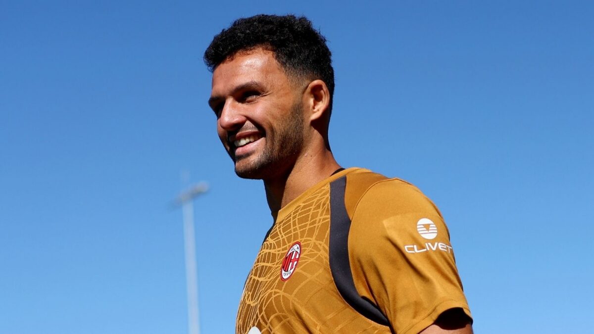 Gonçalo Ramos, attaccante AC Milan, qui durante una seduta di allenamento con i rossoneri a Perth (Western Australia)