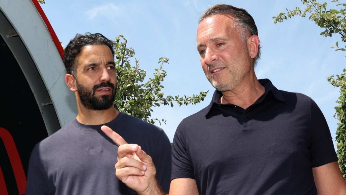Rúben Amorim, allenatore AC Milan, con il proprietario Gerry Cardinale: summit di calciomercato in vista