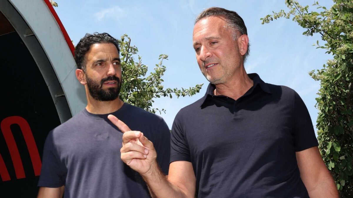 Rúben Amorim, allenatore AC Milan, con il proprietario Gerry Cardinale a Milanello: altro summit di calciomercato alle porte