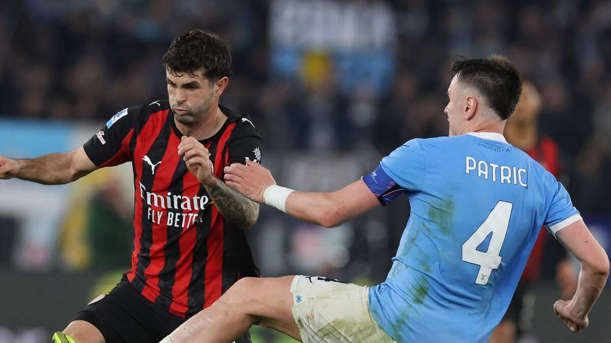 Christian Pulisic, attaccante AC Milan, qui durante Lazio-Milan 1-0 (Serie A 2025-2026)