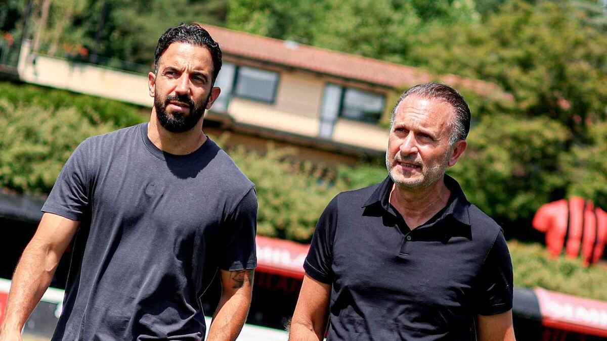 Rúben Amorim (allenatore AC Milan) con il proprietario Gerry Cardinale (managing partner fondo RedBird) nel centro sportivo rossonero di Milanello