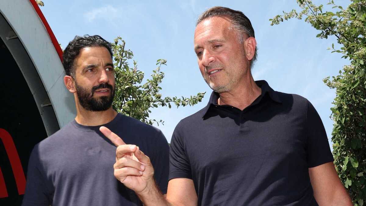 Rúben Amorim (allenatore AC Milan) con il proprietario del club rossonero, Gerry Cardinale, nel centro sportivo di Milanello
