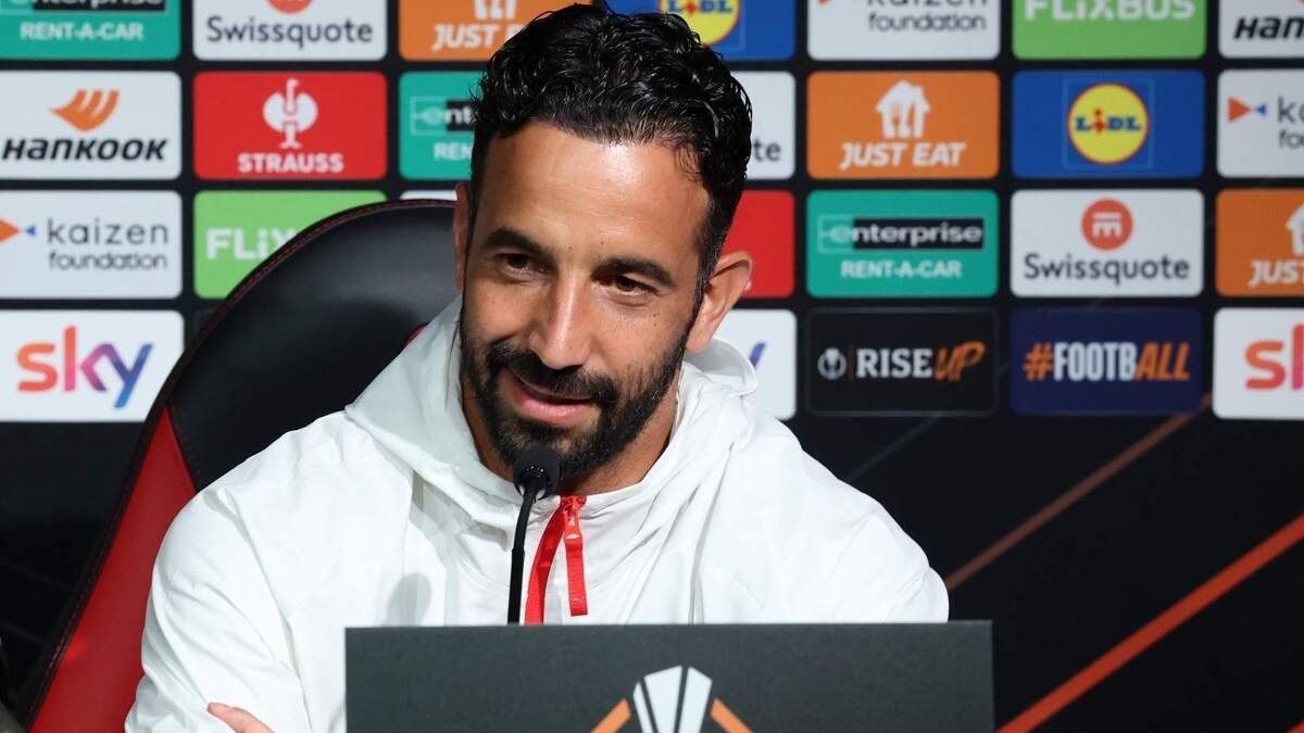 Rúben Amorim (allenatore AC Milan) qui durante una conferenza stampa di una partita di Europa League a Milanello