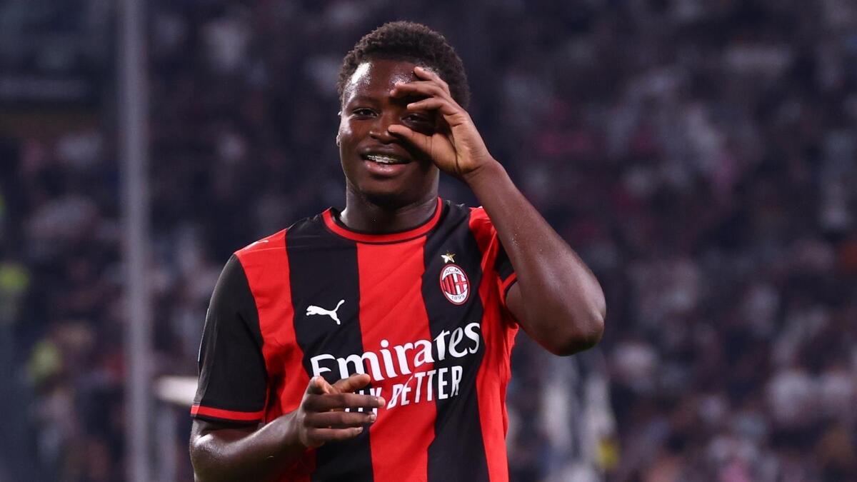 Alphadjo Cisse (centrocampista offensivo AC Milan), qui esulta per il suo gol in Juventus-Milan 1-1 (Serie A 2026-2027)