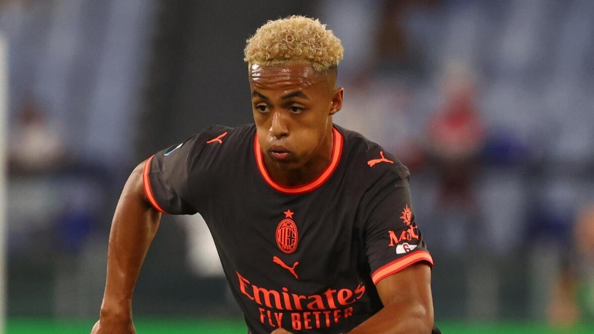 Omari Hutchinson (centrocampista AC Milan), qui durante Lazio-Milan 2-2 (Serie A 2026-2027)