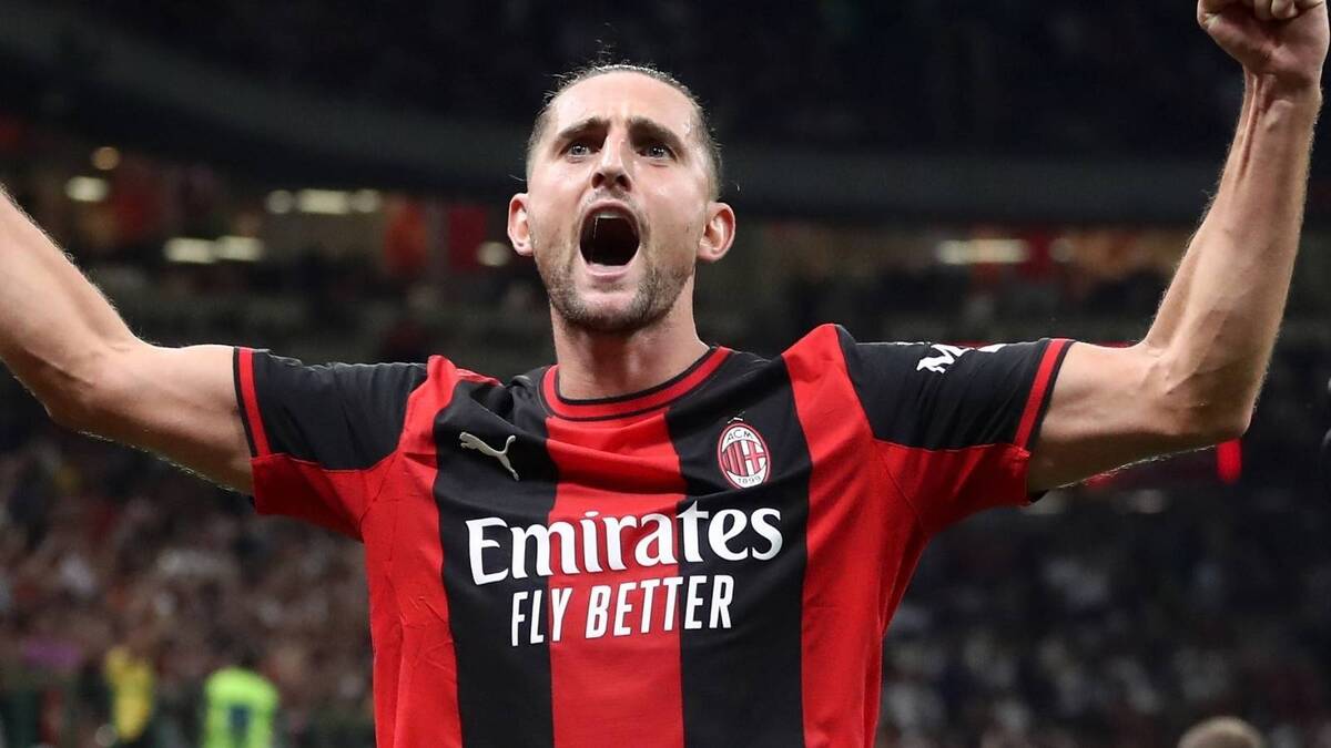 Adrien Rabiot (centrocampista AC Milan), qui esulta per il suo gol in Milan-Lecce 3-0 (Serie A 2026-2027)