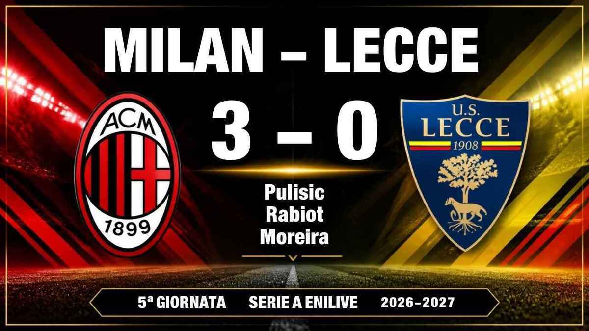 Il tabellino di Milan-Lecce 3-0, partita della 5^ giornata della Serie A 2026-2027
