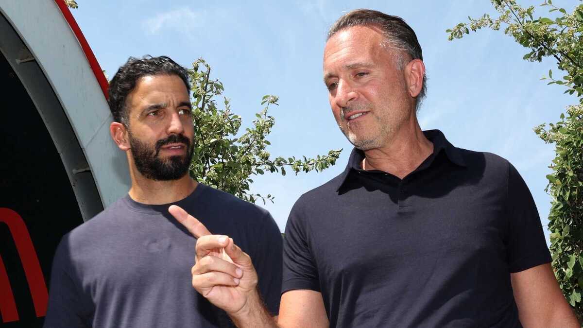 Rúben Amorim (allenatore AC Milan) con il proprietario Gerry Cardinale a Milanello