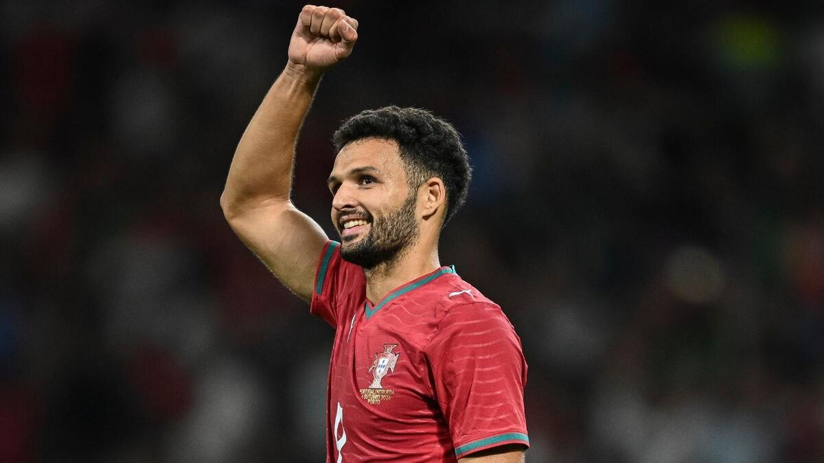 Gonçalo Ramos (attaccante AC Milan), qui esulta per il suo gol in Portogallo-Norvegia 2-1 (Nations League 2026-2027)
