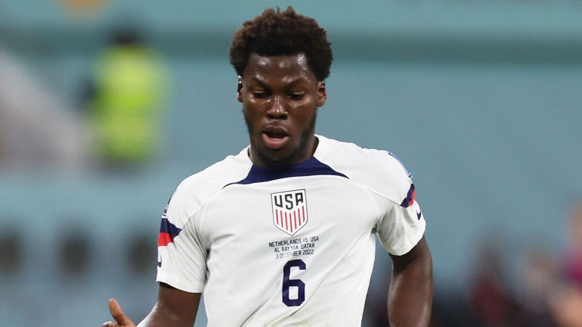 Yunus Musah (centrocampista AC Milan), qui con la maglia della Nazionale USA