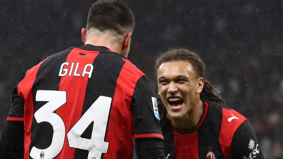 Mario Gila (difensore AC Milan) esulta per il suo gol in Milan-Atalanta 3-2 (Serie A 2026-2027)